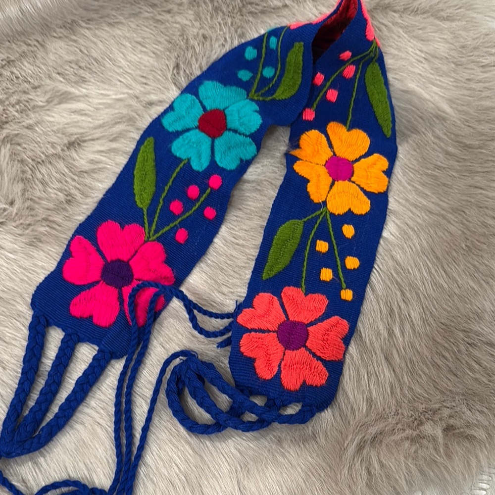 Mexican sash belt Floral Embroidered